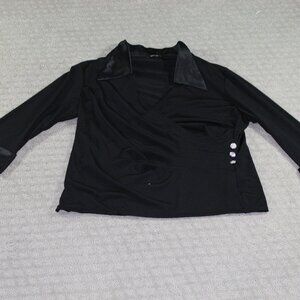 Onyx Nite Size 16W Formal Blouse with Satin Collar and Bling Buttons.